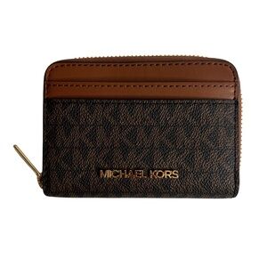Michael Kors Women’s Jet Set Small Logo Wallet Monogram Brown Outer Canvas